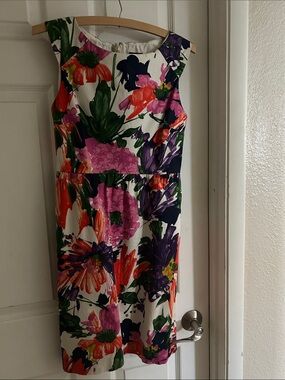 J. Crew Factory size 2 Midi Dress with Pink, Purple & Orange Floral Print